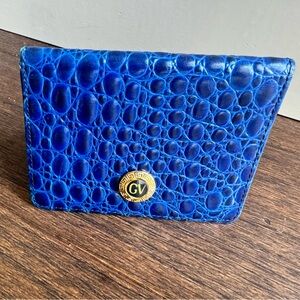 Gianni Versace Rare Vintage Royal Blue Croc Card Wallet